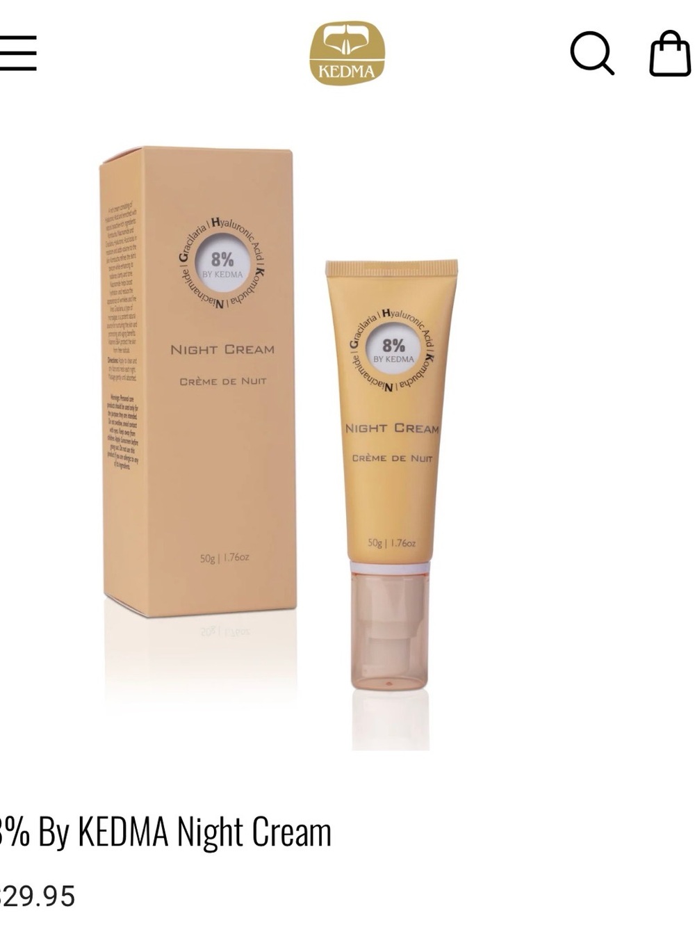 8% Night Cream – Cream Color